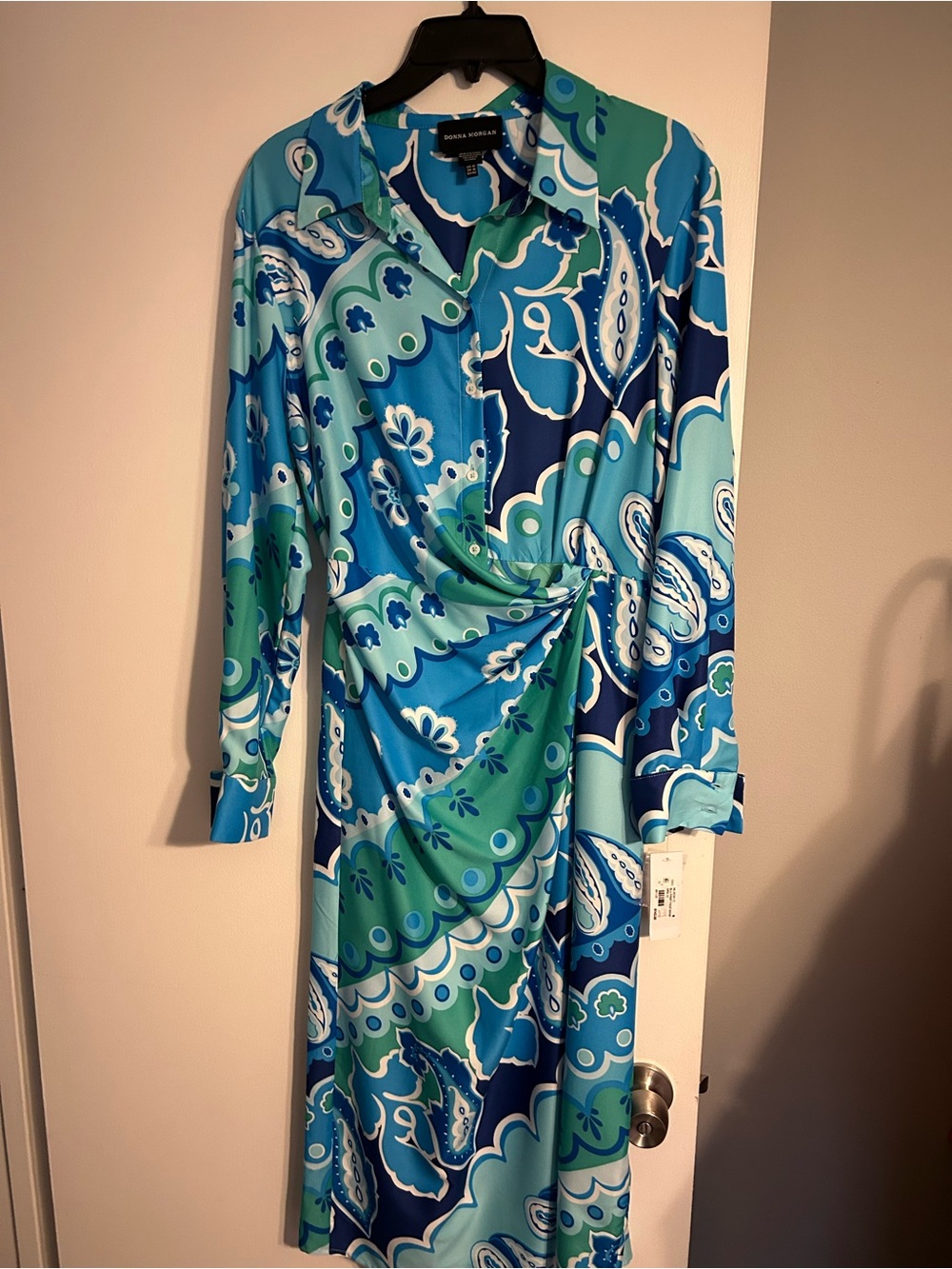 Vibrant Blue-Green Paisley Maxi Dress